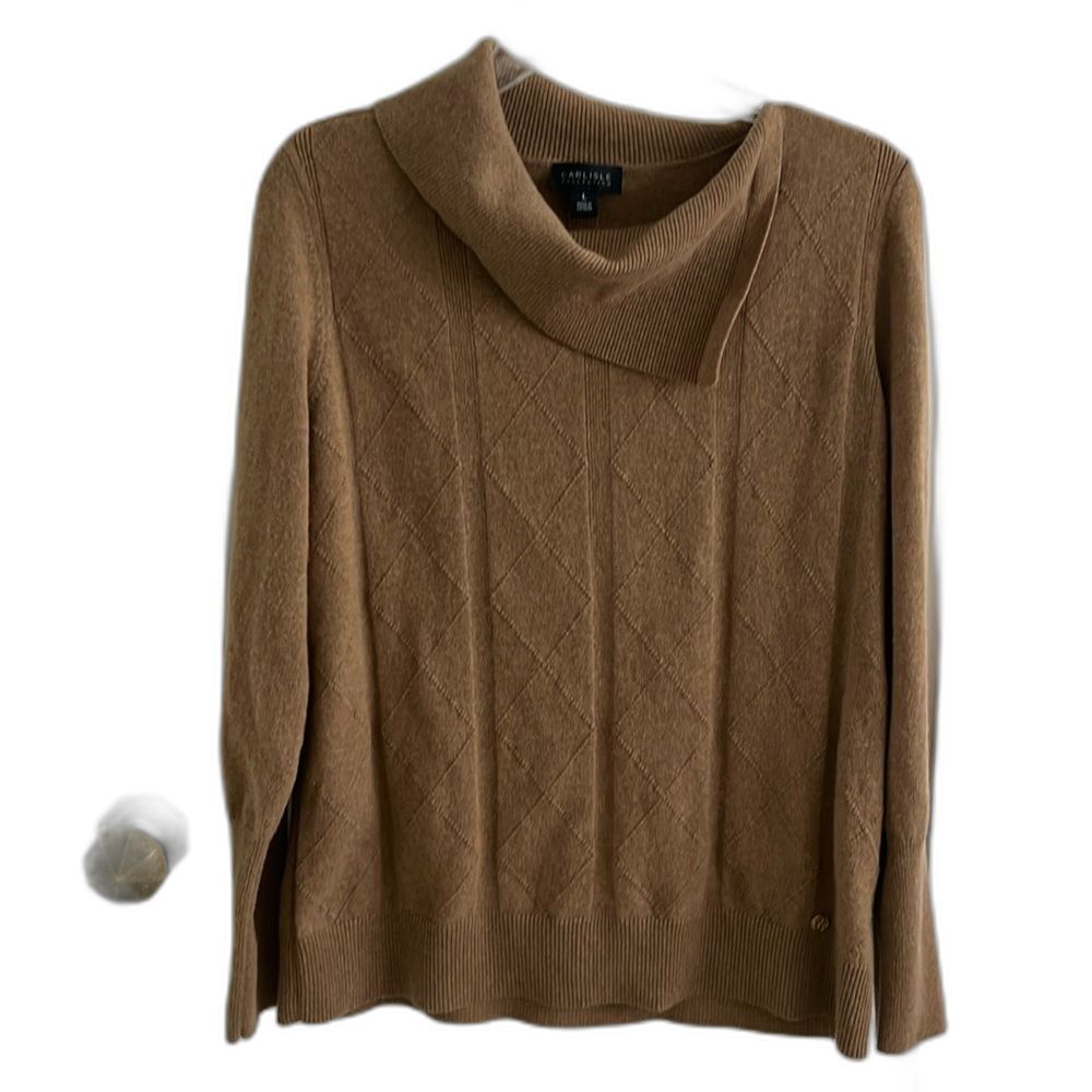 EUC CARLISLE Caramel Tan 100% Cashmere Pullover Sweater Sz L